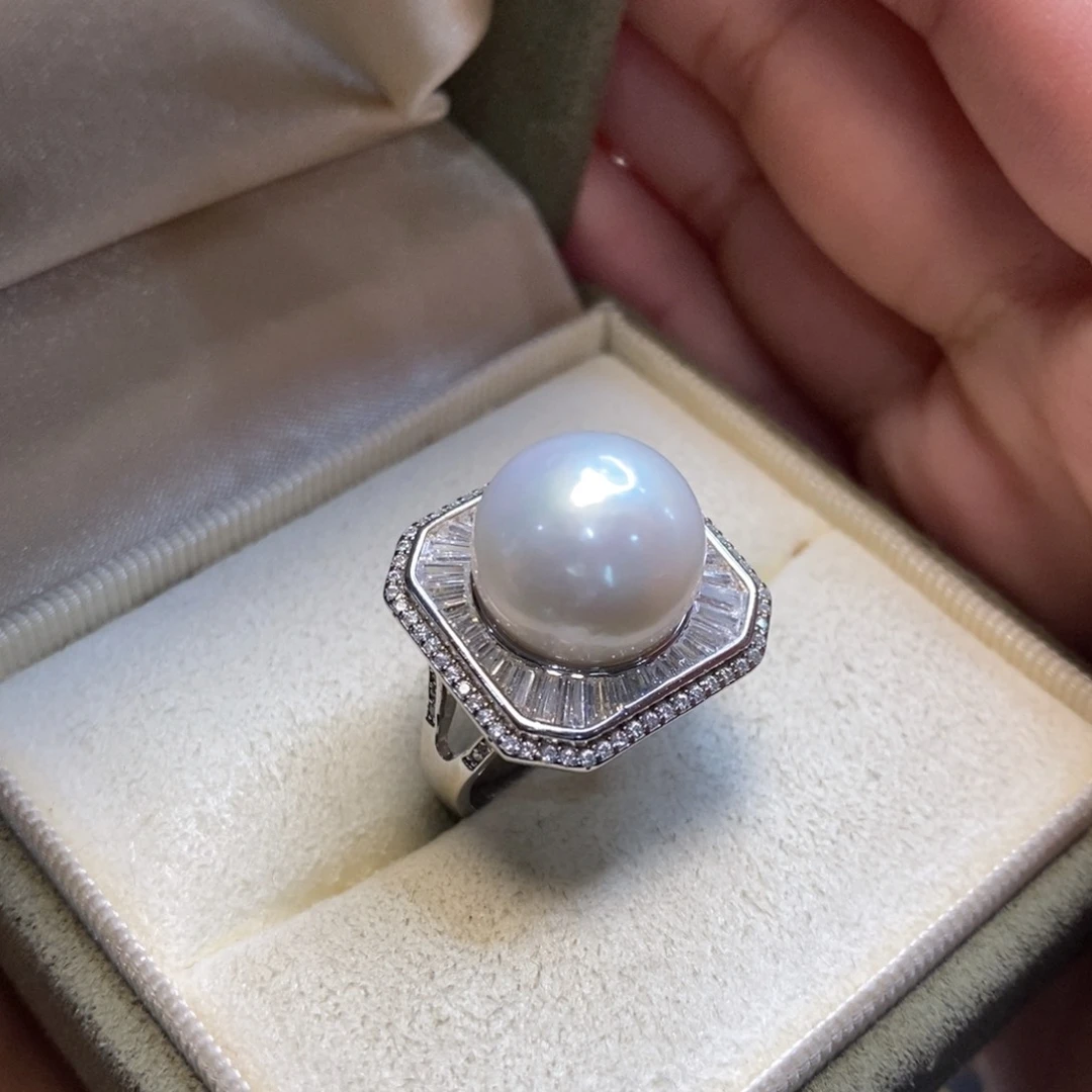 淡水珍珠戒指银S925镶嵌微瑕