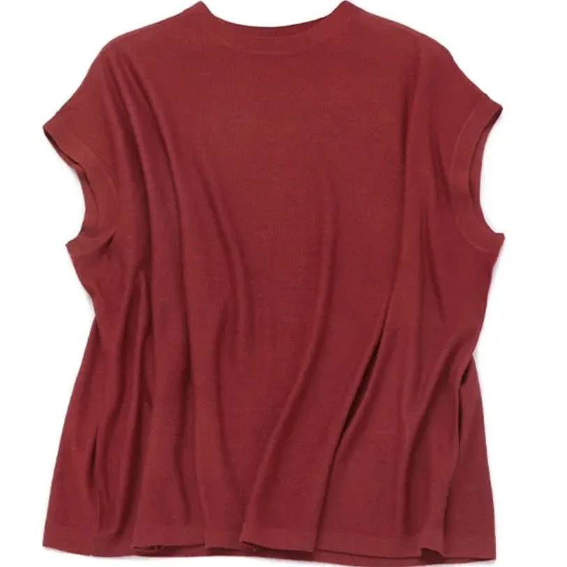 清爽一夏~静奢风圆领丝羊绒包肩女士半袖 针织简约时尚宽松夏季