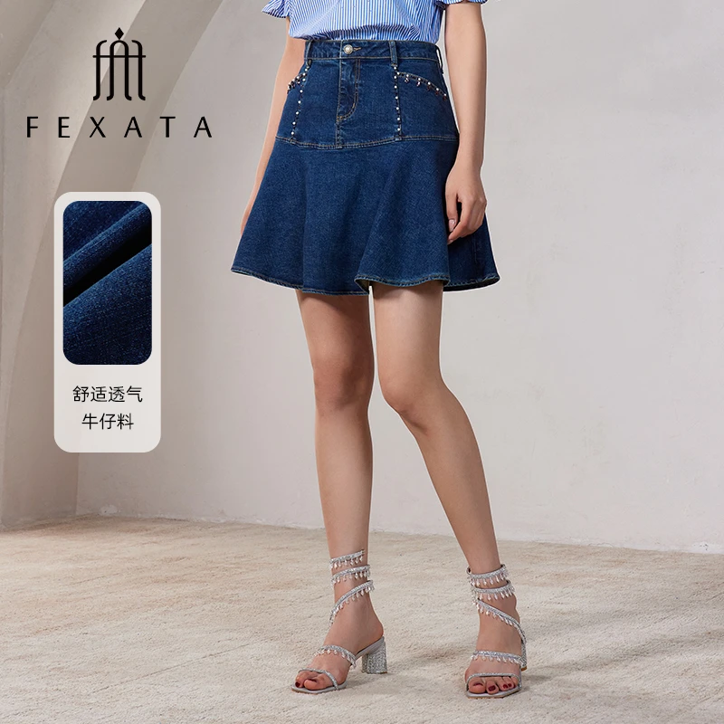 【媛媛女王严选】FEXATA斐格思半身裙复古牛仔半裙短裙F42G0911