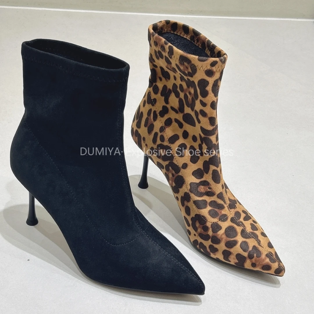 A75杜米亚2024新款细跟磨砂皮高跟短靴D7303983