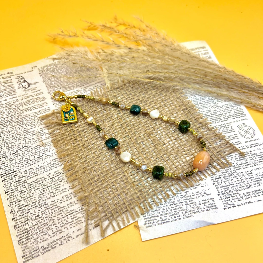 合金手链 「Richer」灰灰SM-13890540花朵绿方糖链