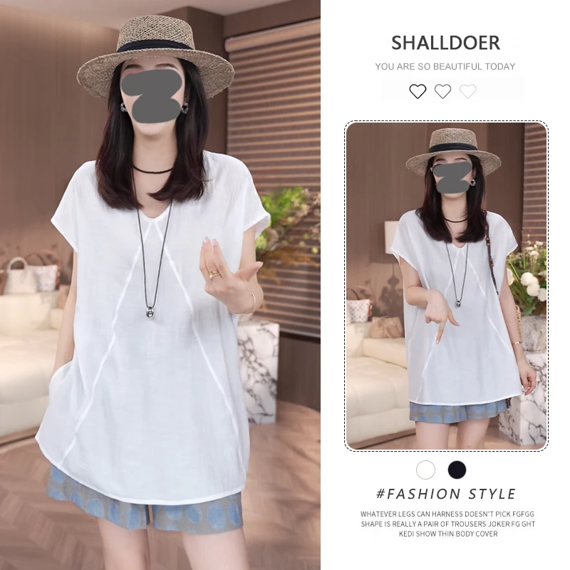 2025年夏季新款V领短袖衬衫女生时尚百搭设计感显瘦小众减龄上衣