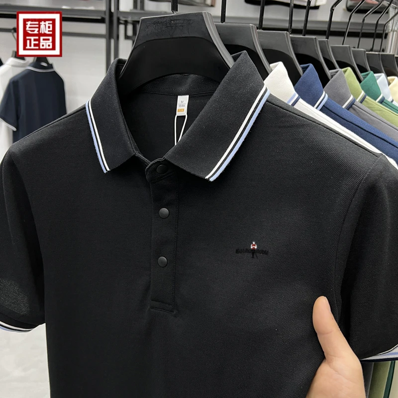 新款男士轻奢百搭休闲POLO衫夏季透气舒适半袖T恤100%新疆棉短袖