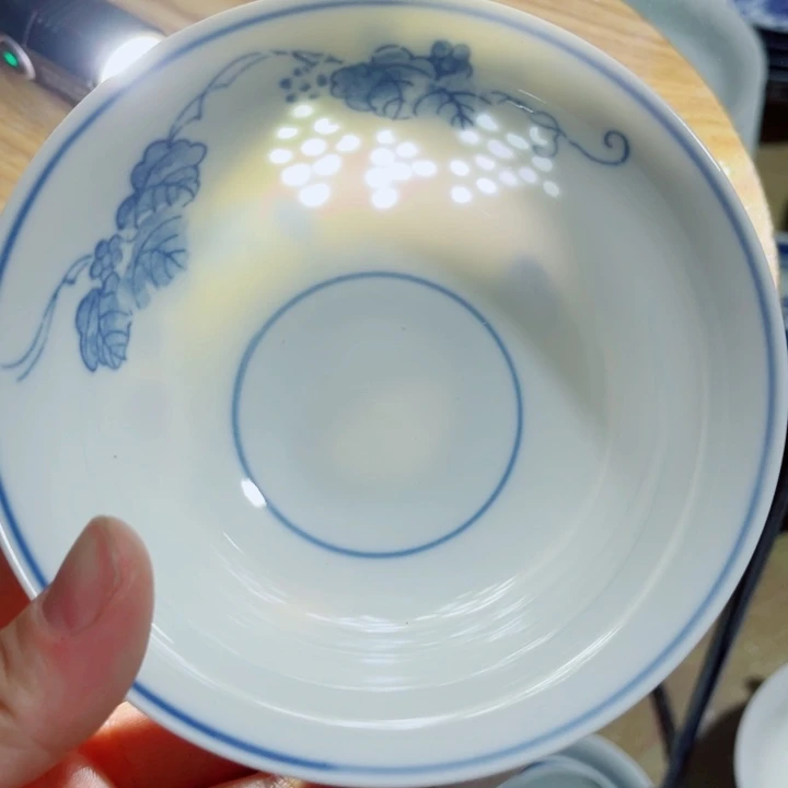 青花玲珑5寸饭碗葡萄