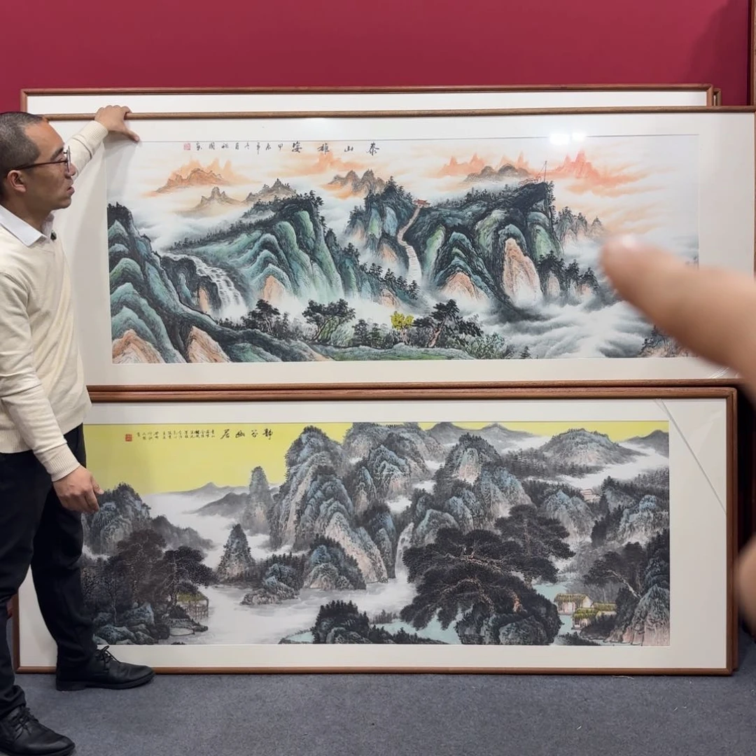 国画手绘作品带框210成80