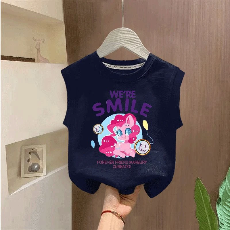 夏季新款中小童小马宝莉韩系ins风上衣女童宝宝甜美纯棉t恤背心衫