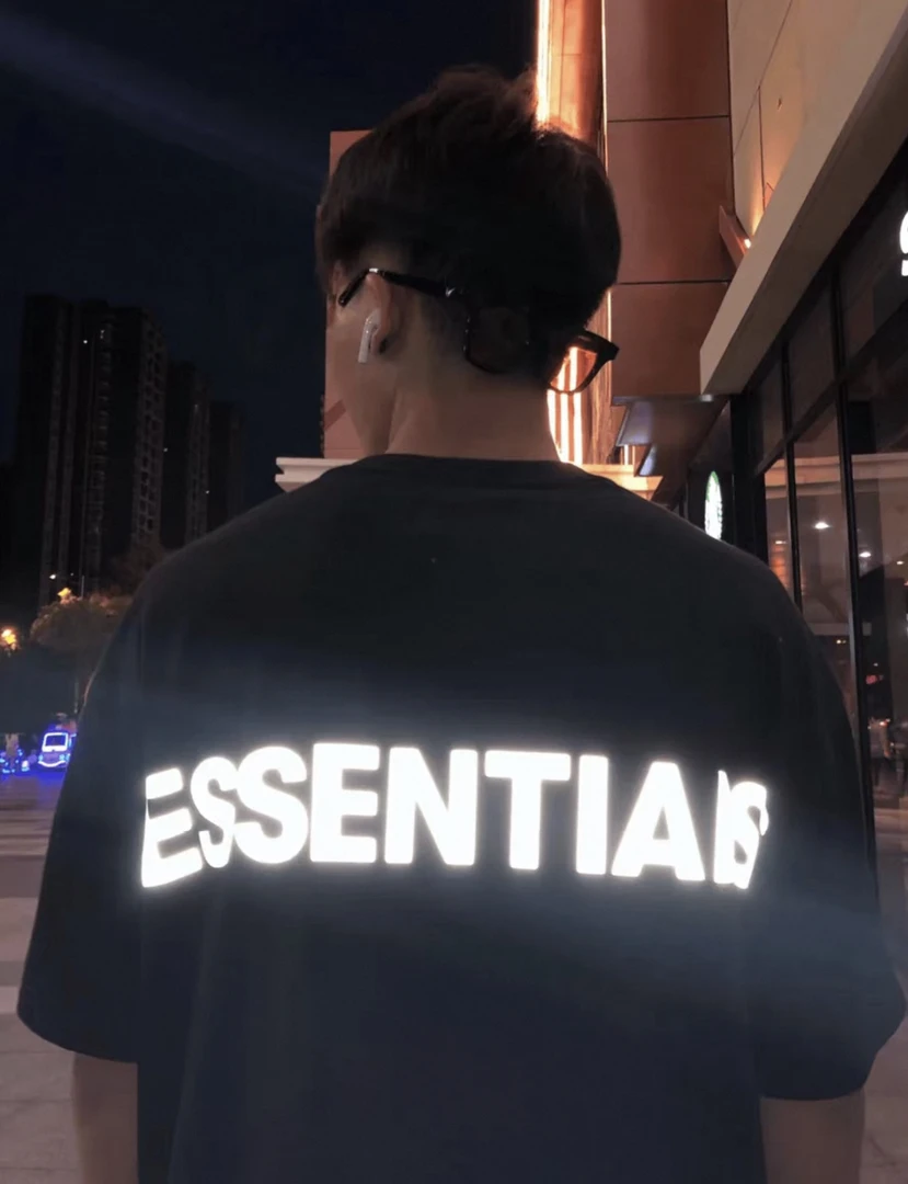 ESSENTIALS字母3M反光FOG高街风情侣宽松短袖T恤