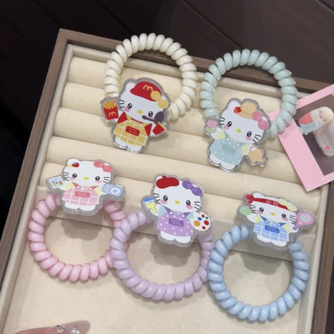 围裙职业小猫kt发圈发绳可爱卡通猫咪皮筋电话线学生丸子头绳礼物