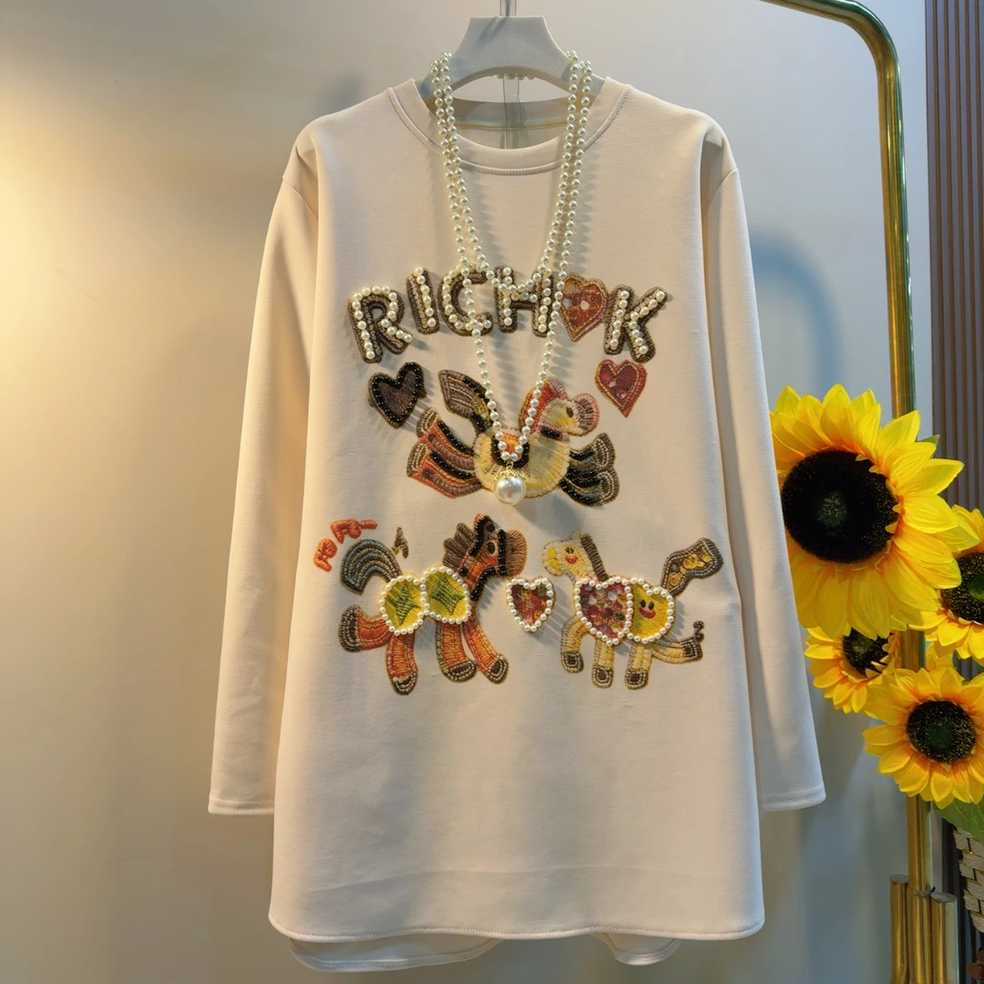 XB新款重工钉珠休闲遮肉长袖大衫