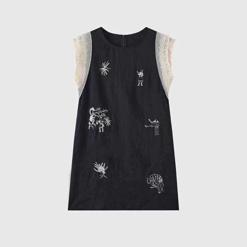 夏季新款拼接短裙薄款中国风连衣裙D3006