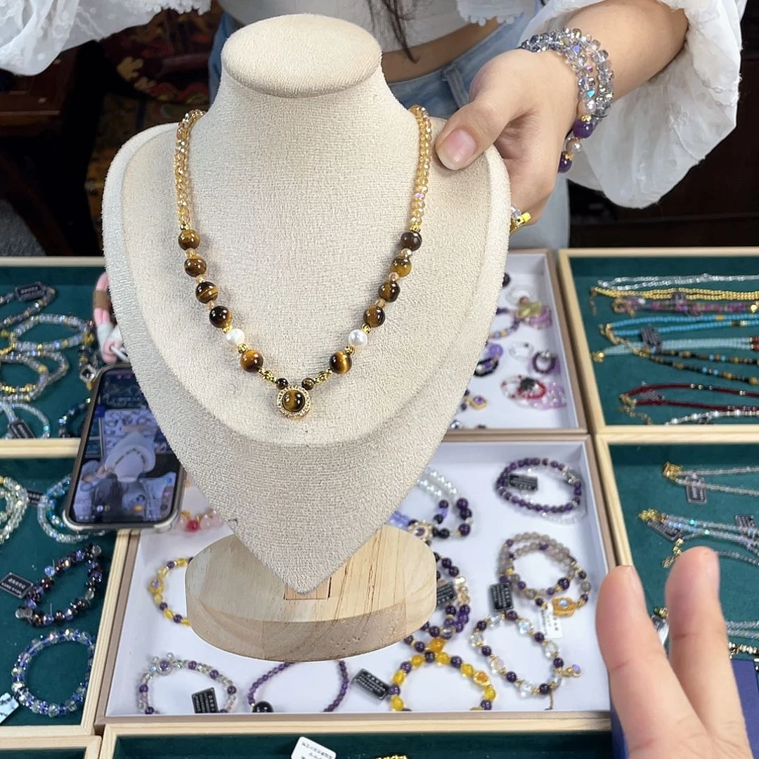 水晶手链银S925镀金镶嵌