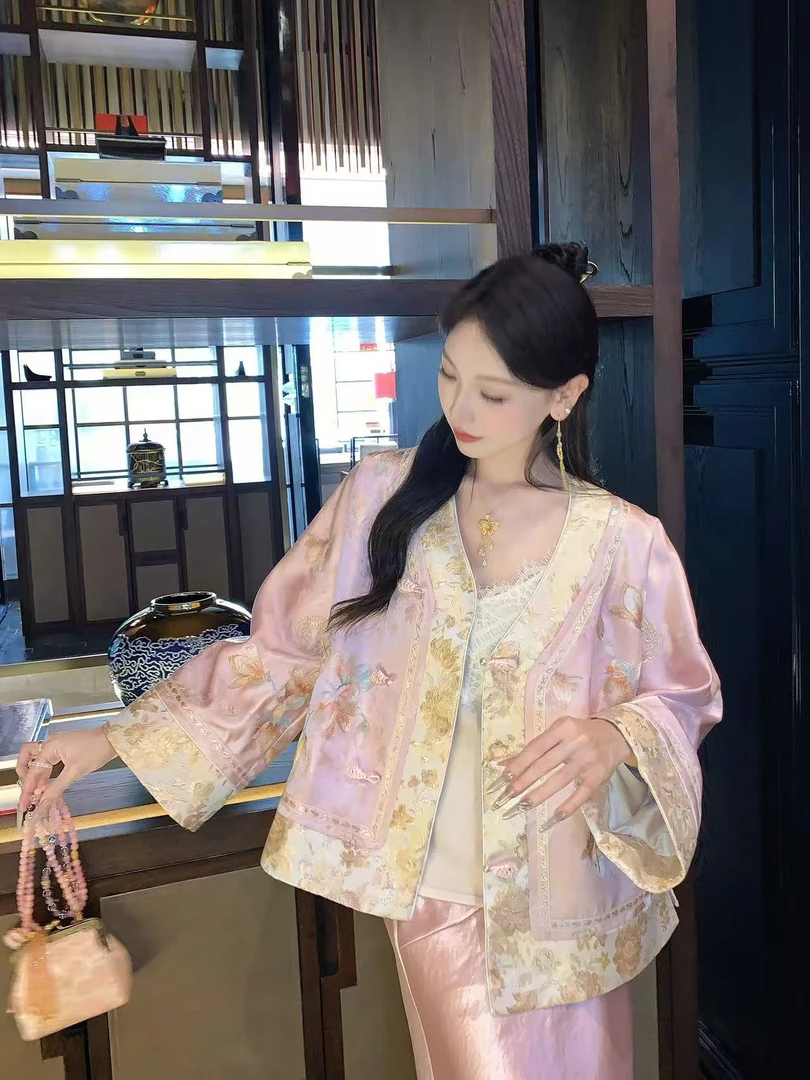 【yami专属】新中式重工刺绣人丝提花设计感盘口气质洋气小众外套女