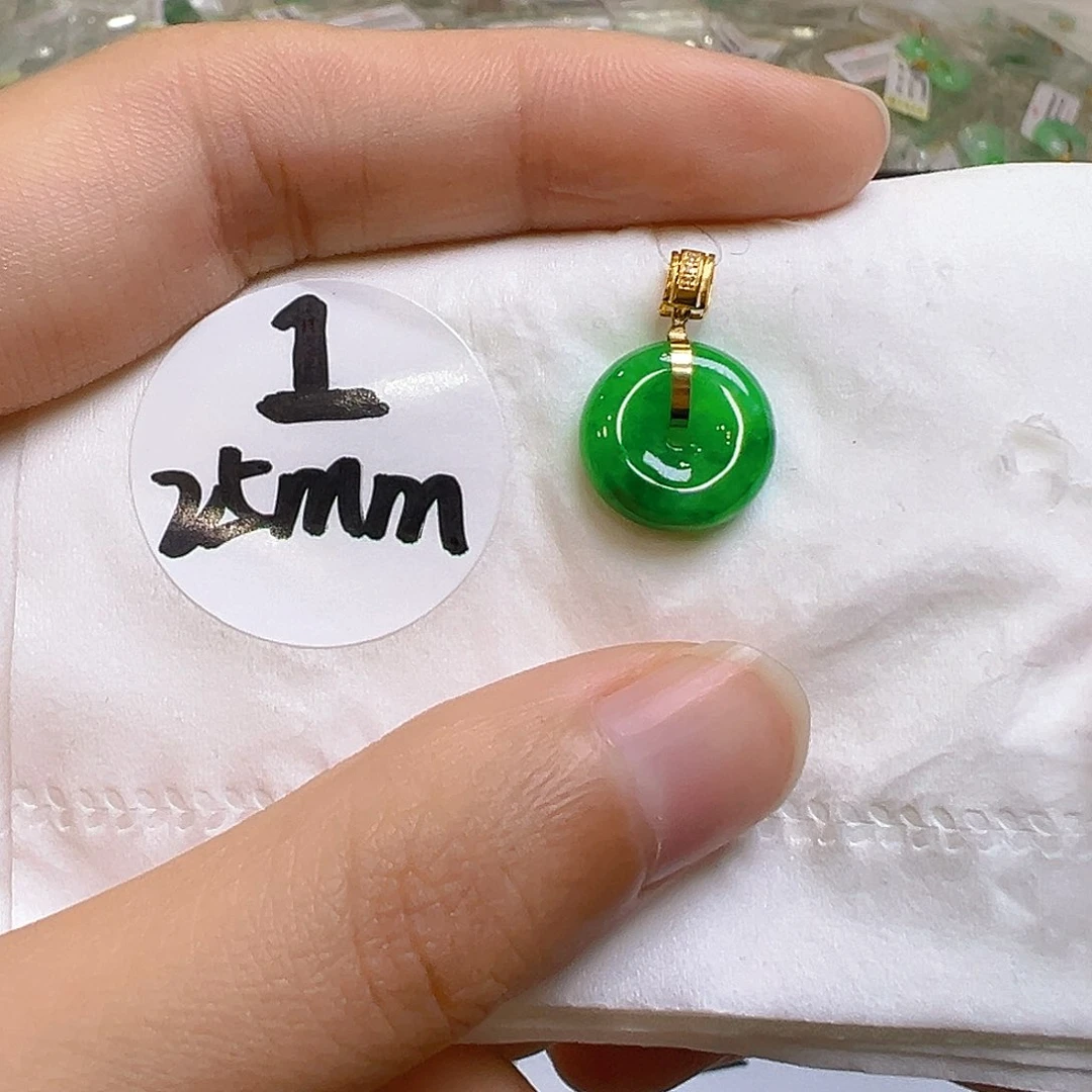 翡翠18K金镶嵌吊坠(不含链)翡翠