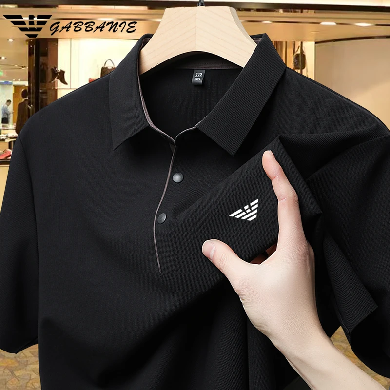 专柜正品夏季男士高档桑蚕丝短袖polo衫翻领薄款休闲透气商务男装