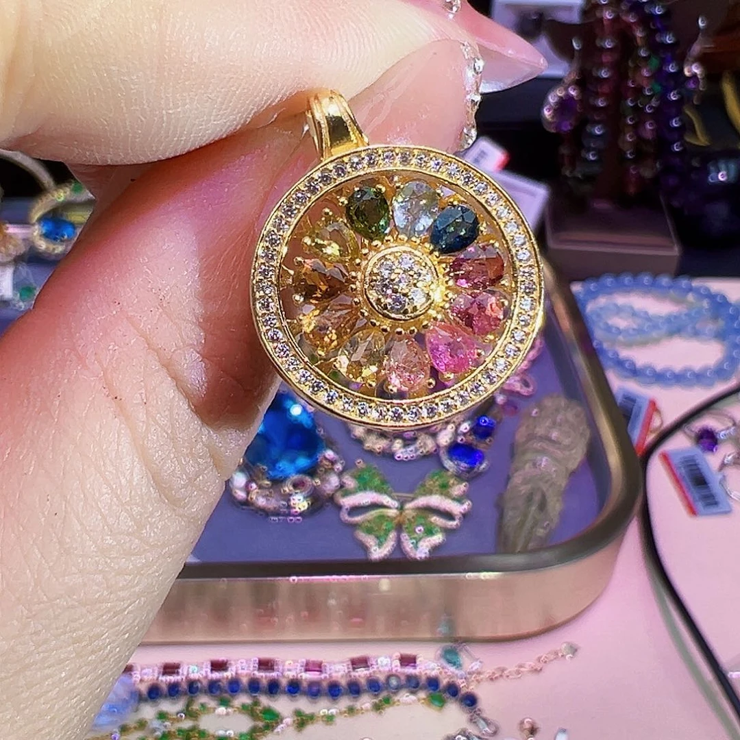 碧玺套链银S925镶嵌碧玺