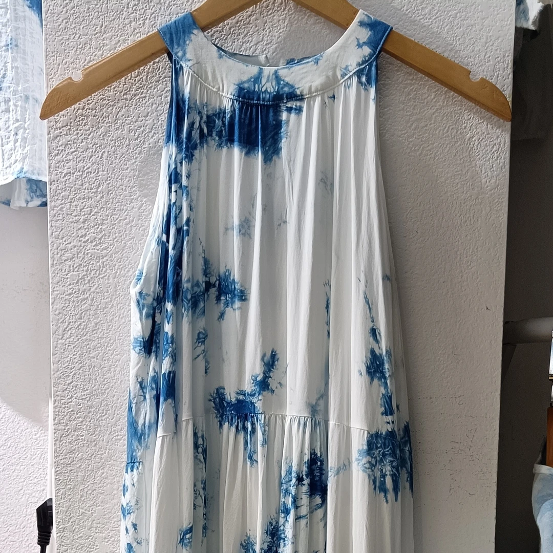 云南白族特色民族风扎染女士挂脖连衣裙海边度假风连衣裙夏季爆款