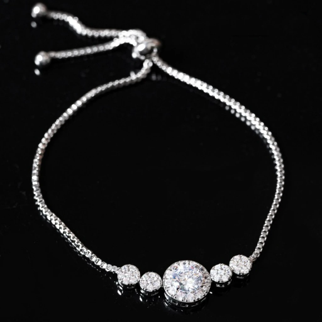 铜合金合成锆石手链 高奢限量款-五福临门-【4克拉白色手链】RG