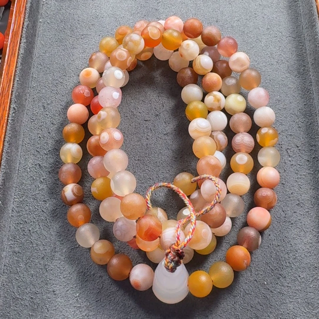 南红玛瑙未镶嵌蒲瓢天眼108尺寸7+