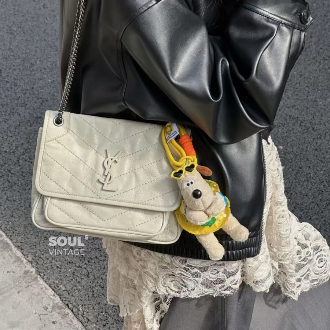95新 YSL/圣罗兰 YSL 白色 牛皮 niki 小号/606762069