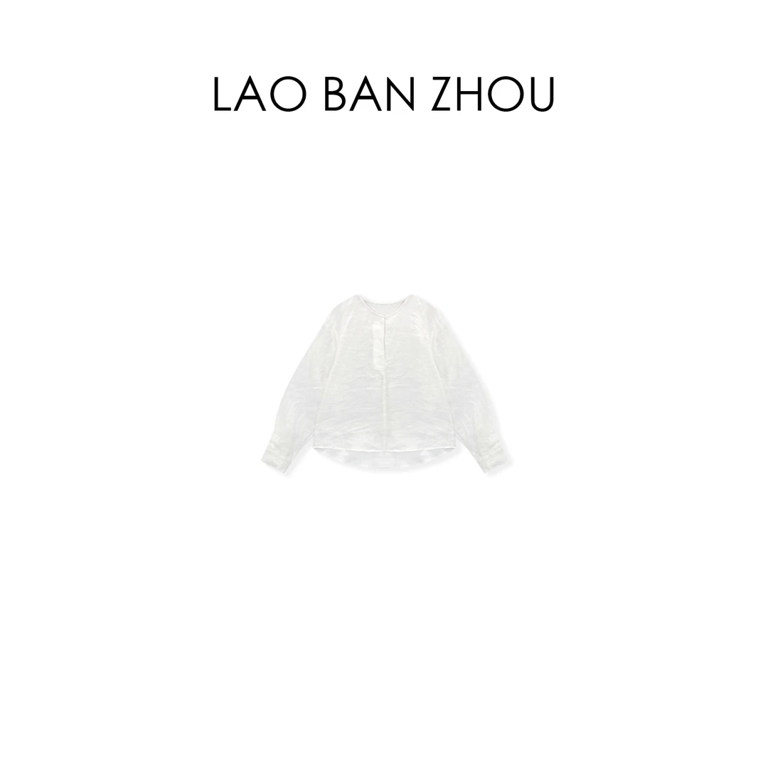 【老板周】复古风格 春夏新款圆领日系宽松透气衬衣