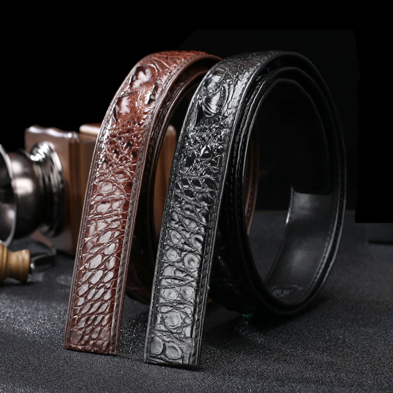 无扣泰国暹罗鳄鱼皮腰带商务百搭真鳄鱼皮皮带