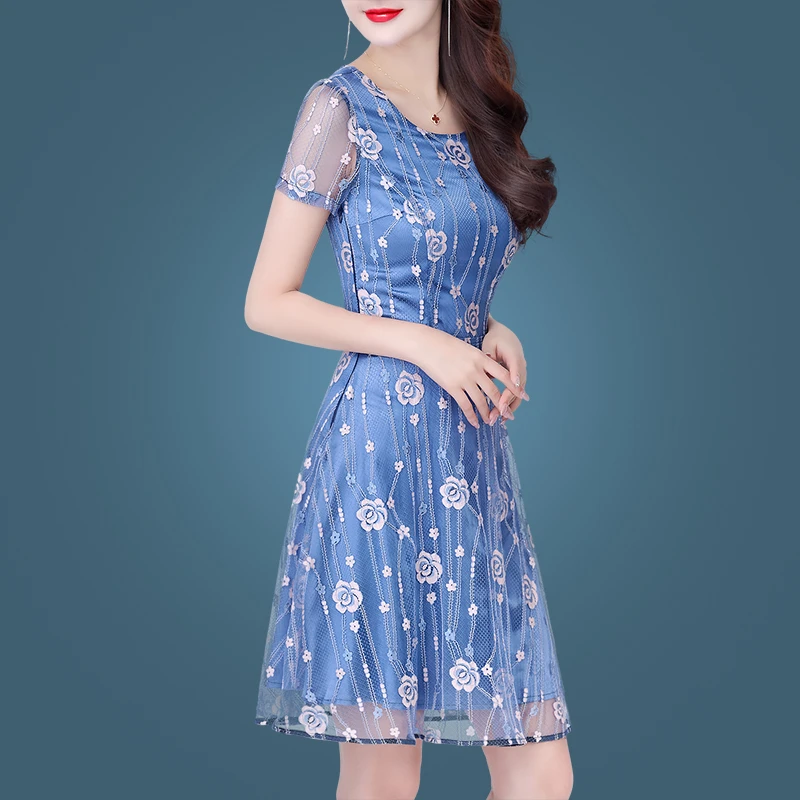 【清货特价】7195性感气质连衣裙40岁中年女士网纱碎花裙