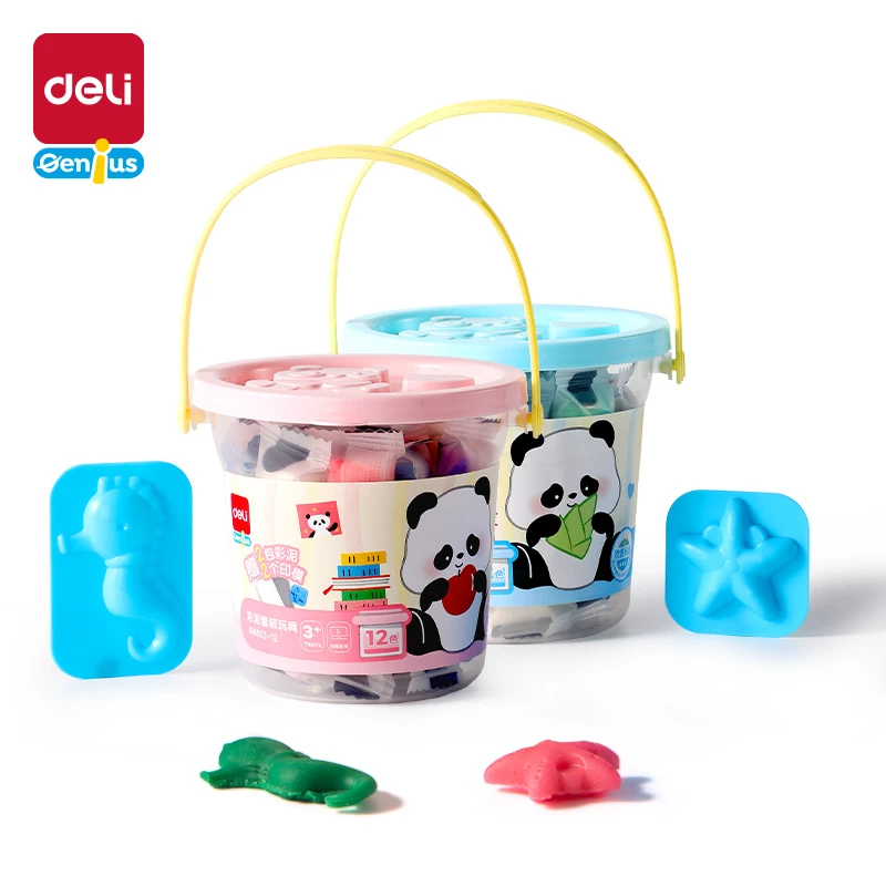 得力XM853熊猫系列桶装彩泥12/24+2(混)(桶)