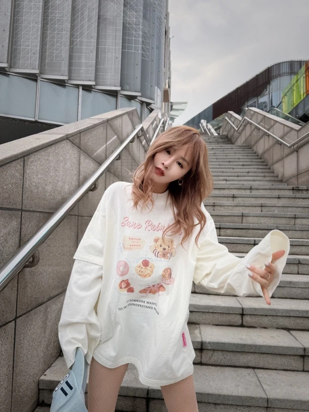 小熊印花长袖T恤