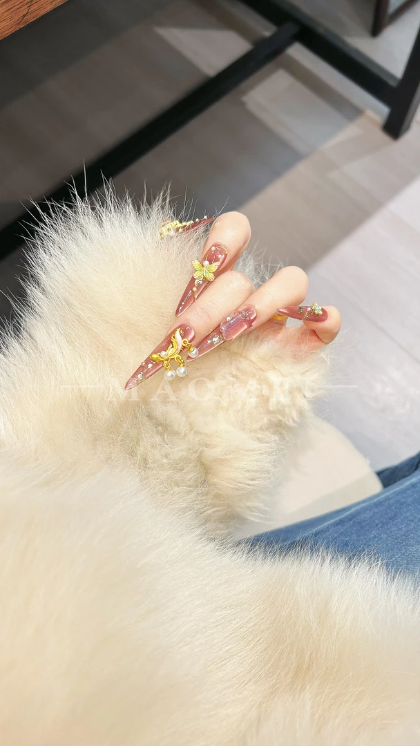 【有福之女】猫妹设计穿戴甲 设计师款新中式猫眼纯欲风新年战甲