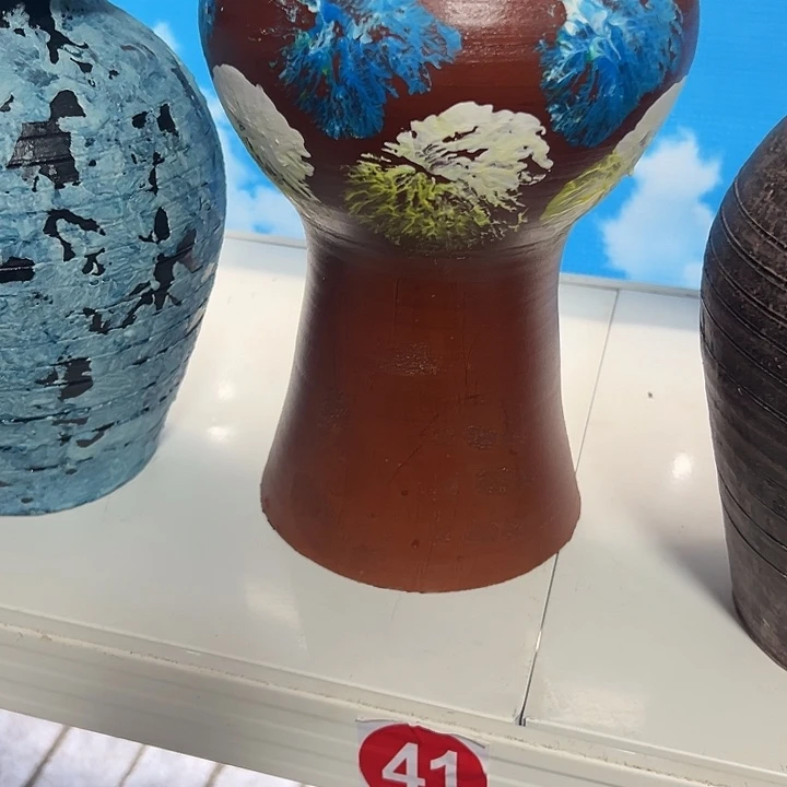 粗陶盆有孔高25口13