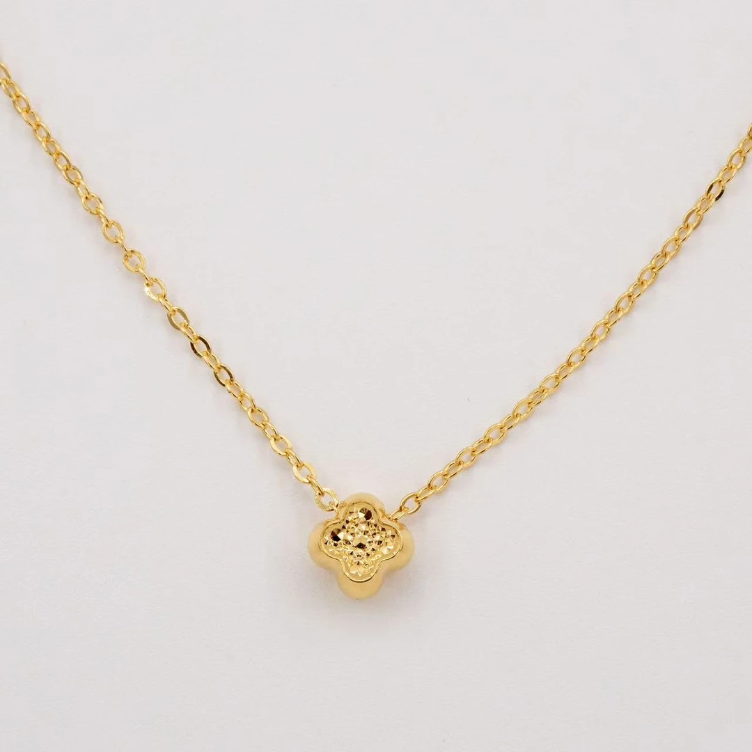 Q【小花泡泡套链】足金999精工5G