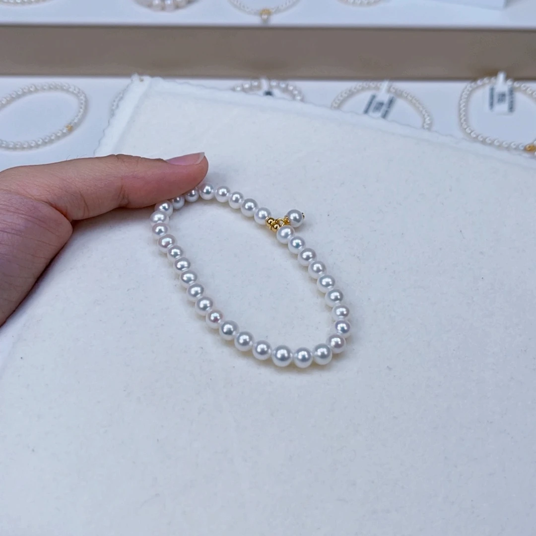 银S925镶嵌手绳淡水珍珠5-6天然淡水珍珠手链