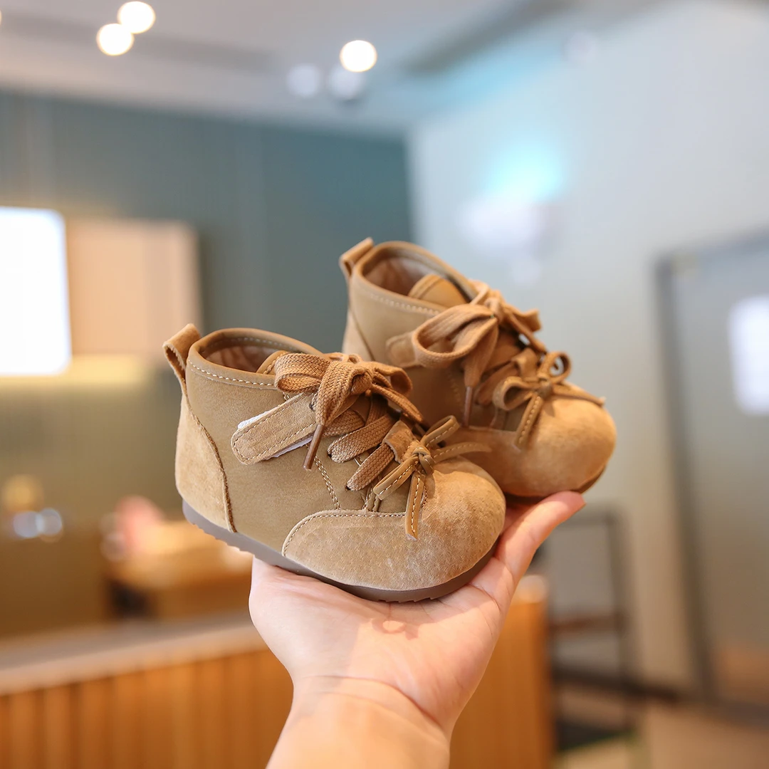 女宝宝德训靴鞋子秋冬新款女宝短靴软底婴幼儿学步鞋复古女童靴子