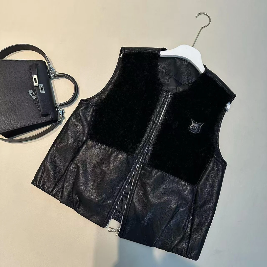 《姚家优麦汇》Y7190冬款皮毛拼接加棉马夹设计感百搭时尚休闲女款