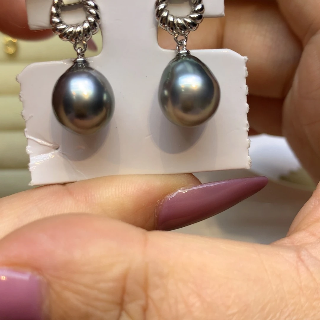 银S925镶嵌耳饰海水珍珠