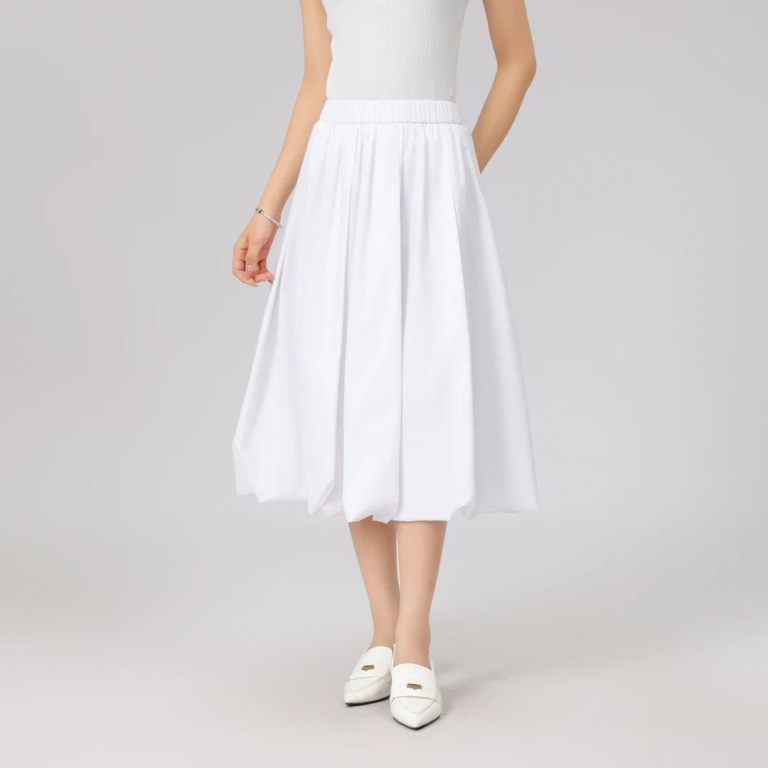 GIRDEAR/哥弟新款简约半身裙气质百搭显瘦高腰花苞半裙120007