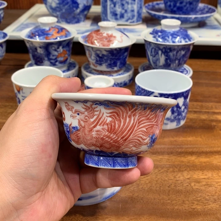 自成堂柴窑 青花釉里红