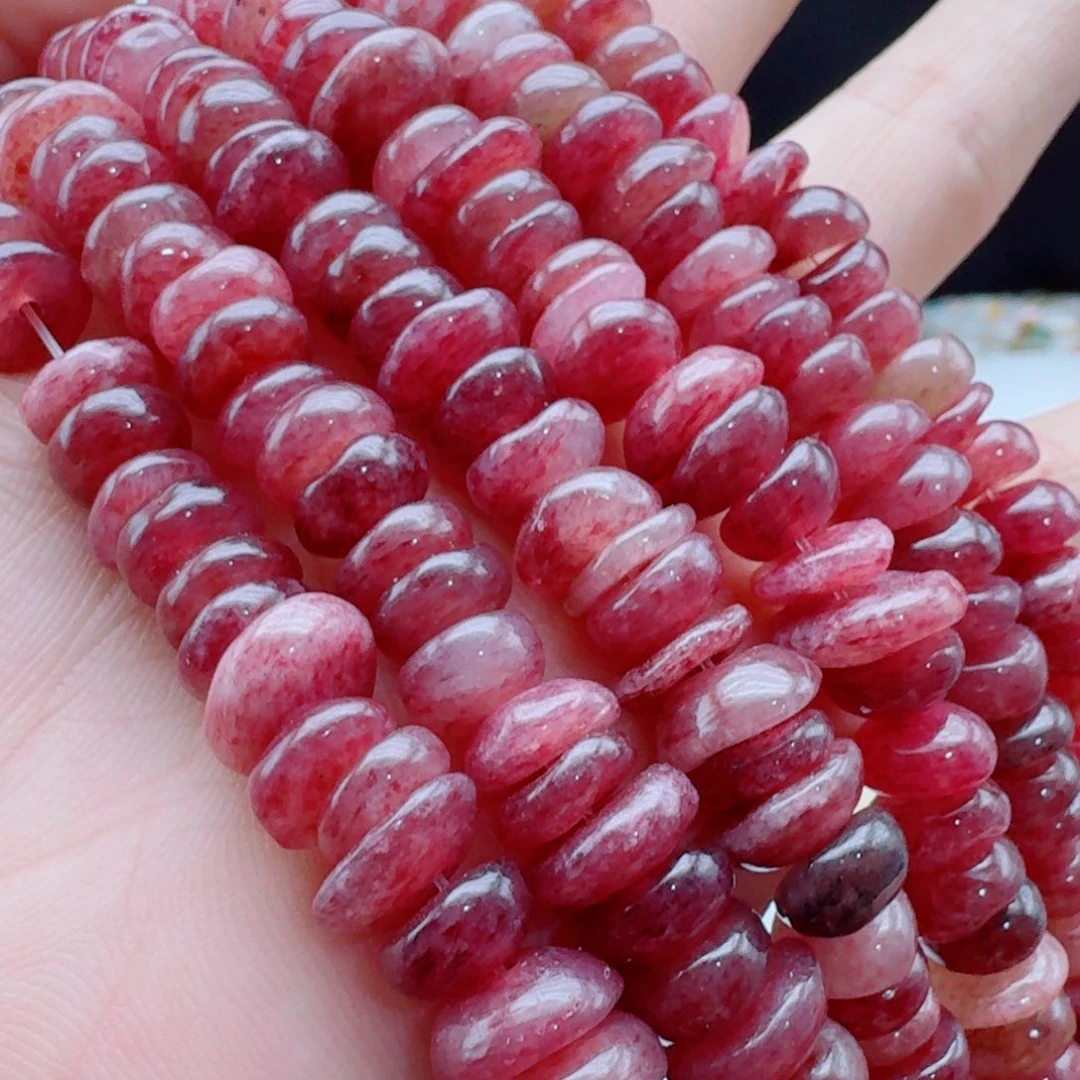 玛瑙/玉髓合金珠宝半成品老矿草莓晶随型隔片一条