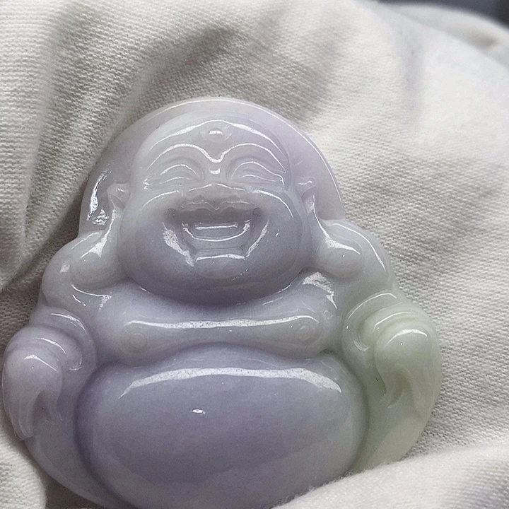 翡翠挂件未镶嵌翡翠紫罗兰弥勒佛