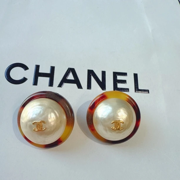 95新 Chanel/香奈儿 Chanel vintage香奈儿中古帽帽珍珠耳夹