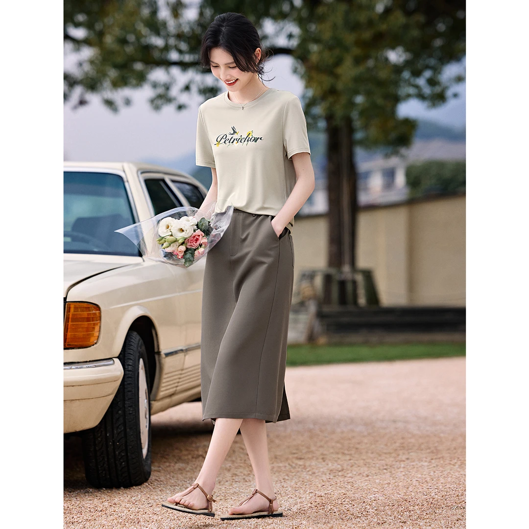 XWI/欣未2025夏女款日常休闲显瘦印花T恤半裙套装印花套装2333