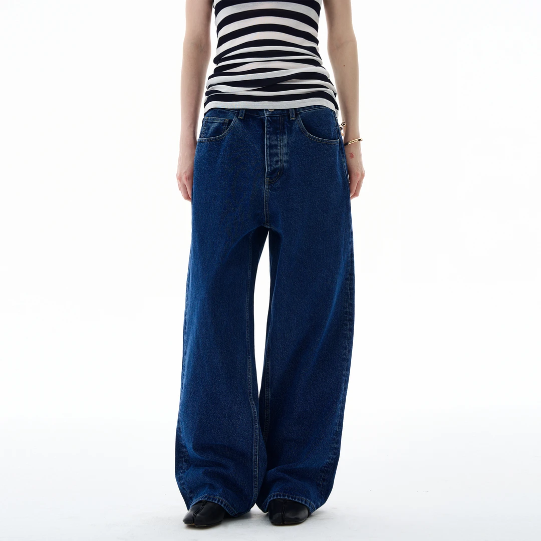 尾郎的店美式舒适松弛感裤子男潮牌高级感慵懒复古蓝色牛仔裤情侣