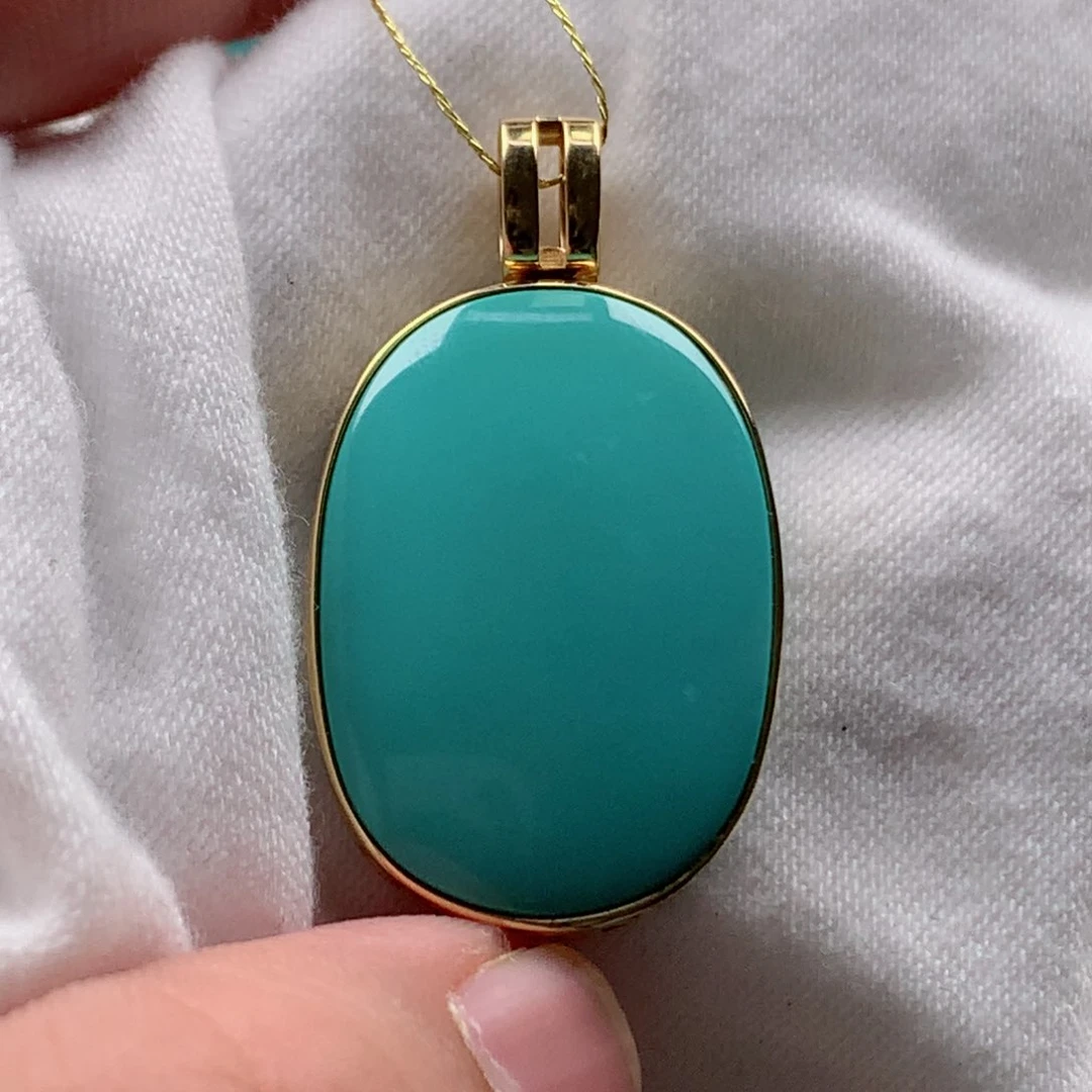 绿松石无事牌18K金镶嵌