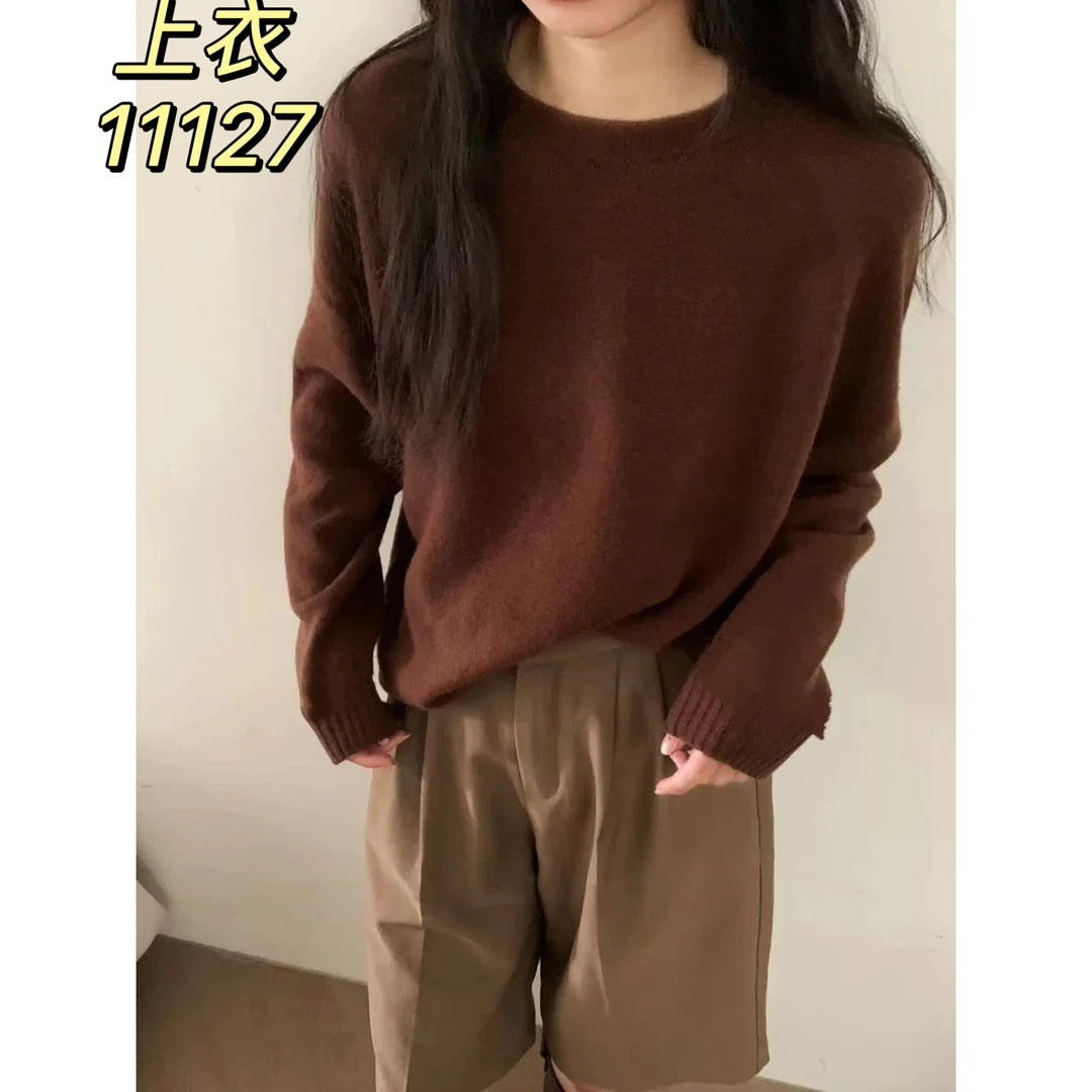 11127（部分无水洗唛，介意慎拍）WANGDAN新款圆领净版针织衫