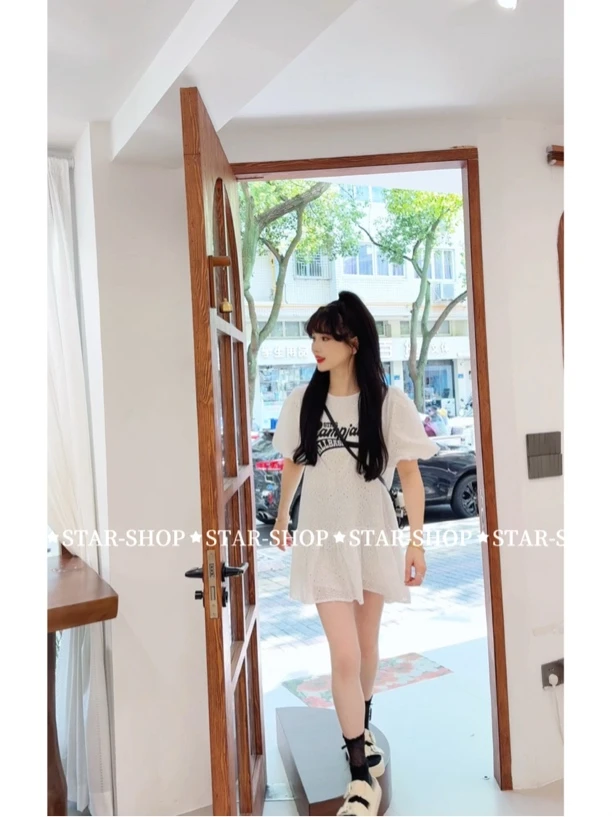 夏季 刺绣字母 宽松休闲 连衣裙