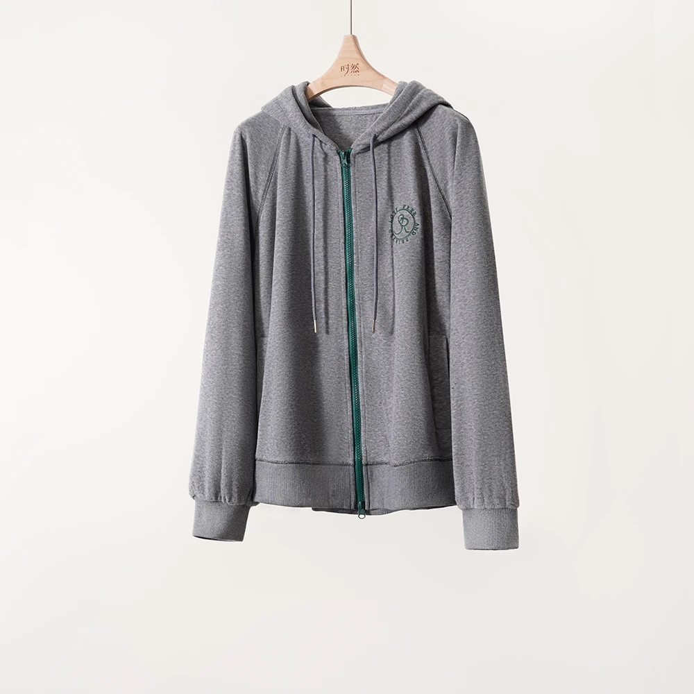 时然微胖大码女装胖妹妹百搭秋季休闲连帽显瘦运动套装9077