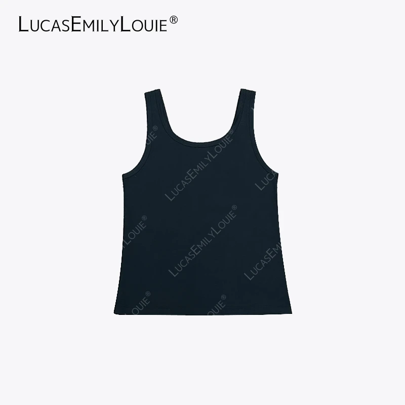 LUCASEMILYLOUIE 修身基础款棉桑蚕丝混纺纯色百搭背心2411280