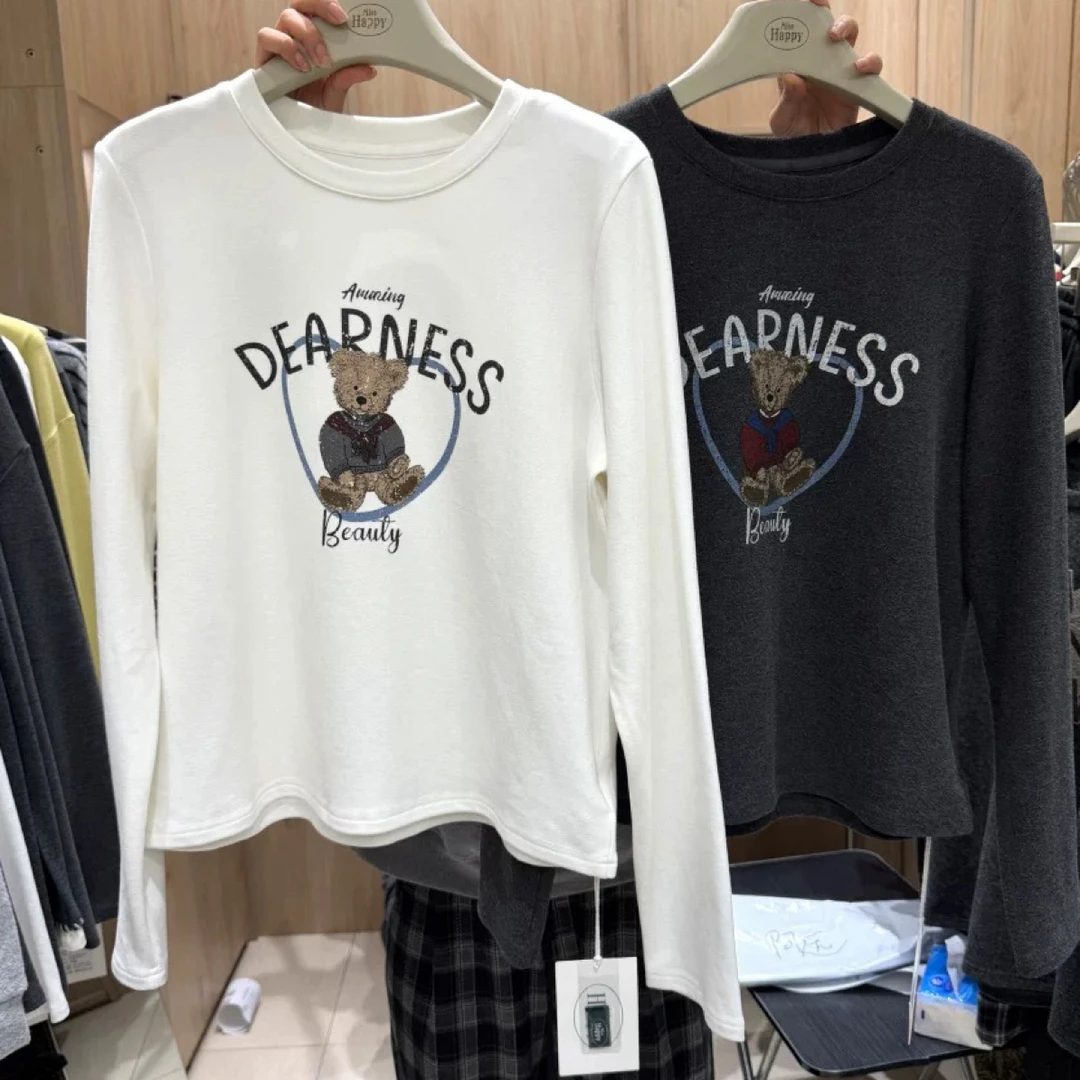 小熊德绒长袖t恤