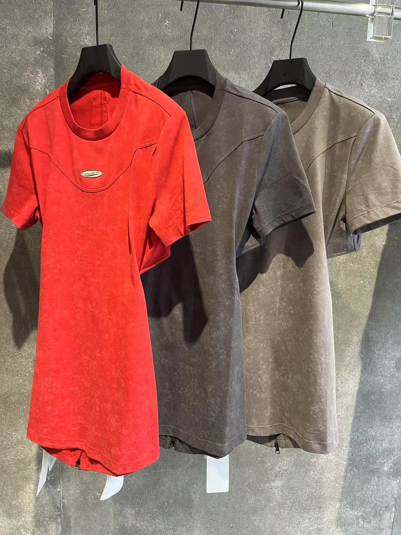 【AnnG】J10203 [背影]小众品牌洗水棉扎染后背拉链显瘦连衣裙