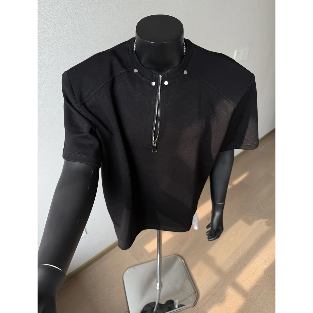 高级感铆钉重磅短袖t恤男夏季美式boxy潮牌痞帅潮流宽松五分半袖